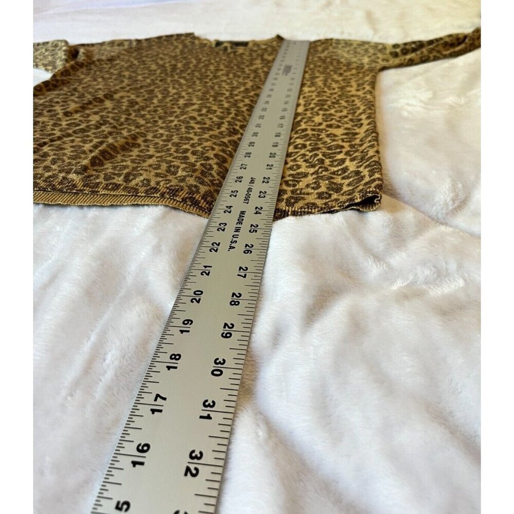 August Silk Knits Metallic Animal Print Sweater Womens Medium Brown Pullover - Picture 7 of 7